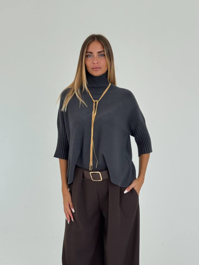 Pullover oversize con collo a cratere