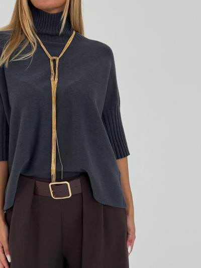 Pullover oversize con collo a cratere