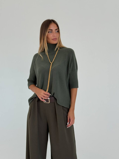 Pullover oversize con collo a cratere