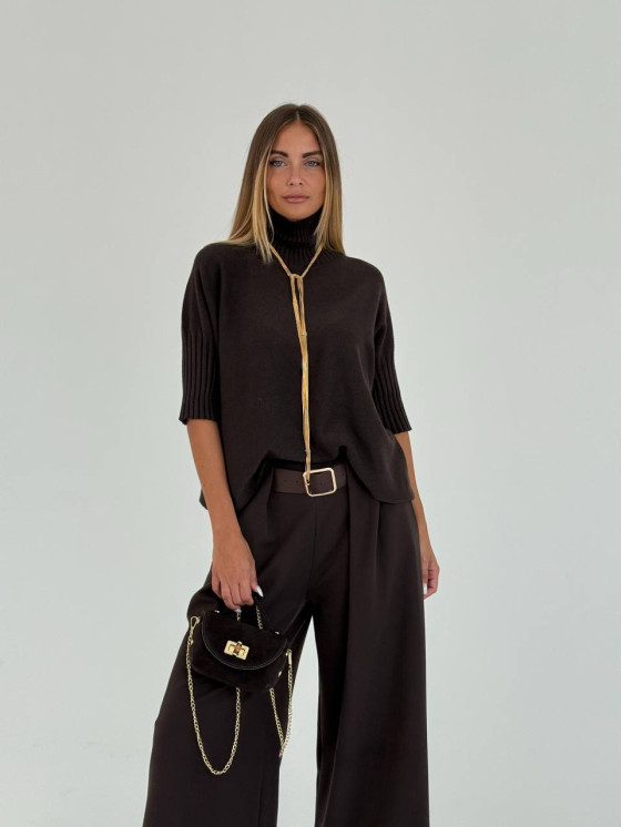 Pullover oversize con collo a cratere