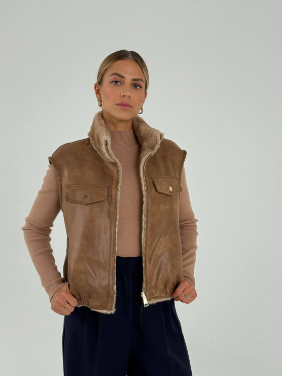 Gilet double face con interno effetto...