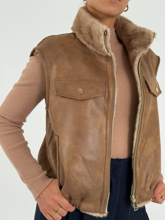 Gilet double face con interno effetto...