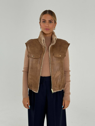 Gilet double face con interno effetto pelliccia