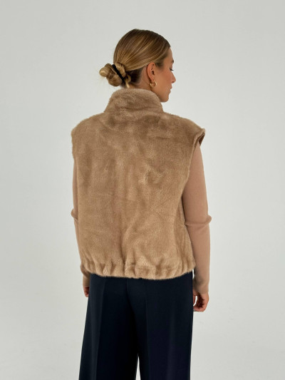 Gilet double face con interno effetto pelliccia