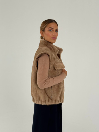Gilet double face con interno effetto pelliccia