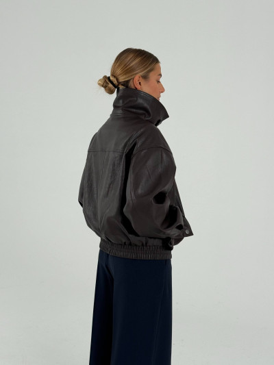 Giacca bomber in ecopelle con collo alto