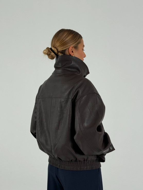 Giacca bomber in ecopelle con collo alto