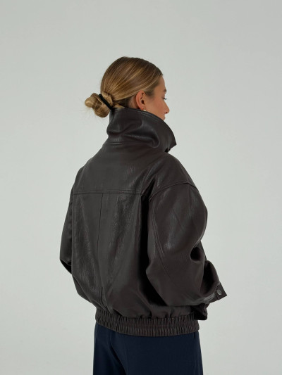 Giacca bomber in ecopelle con collo alto