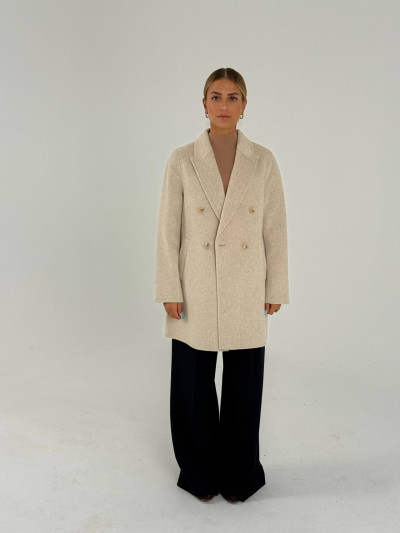 Double-breasted wool blend coat