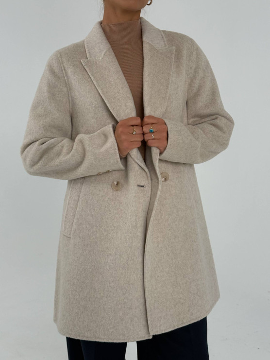 Cappotto doppiopetto in misto lana