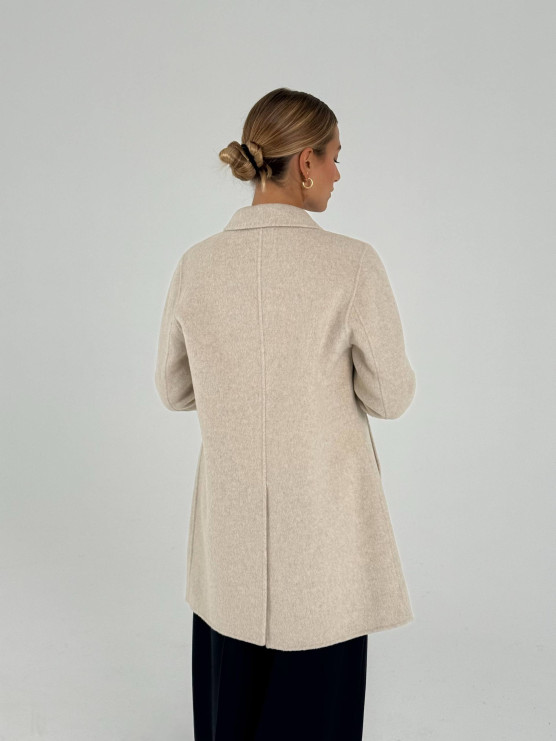 Double-breasted wool blend coat