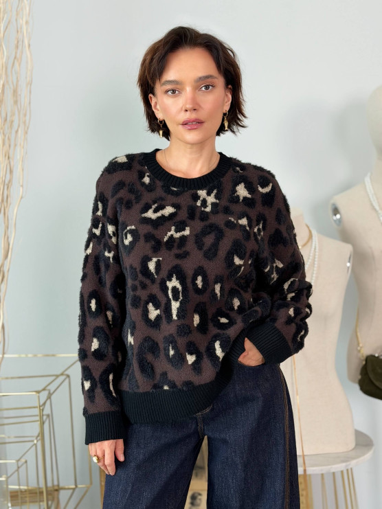 Pullover oversize animalier