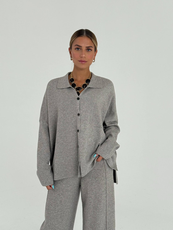Cardigan camicia oversize in maglia