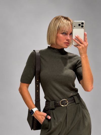 Ribbed high-neck top
