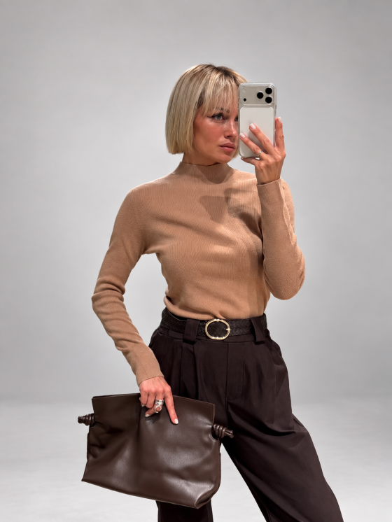 Pullover collo alto in maglia fine