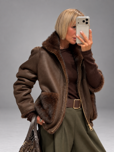 Giacca double face oversize con ecopelliccia