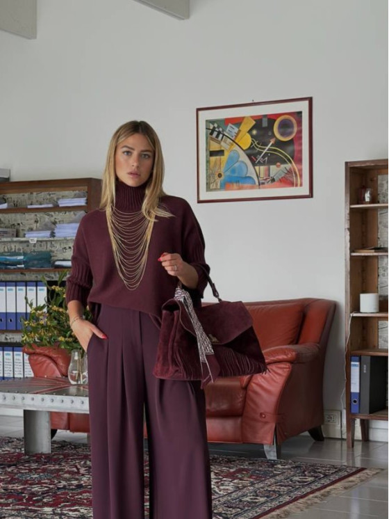 Oversized funnel neck pullover