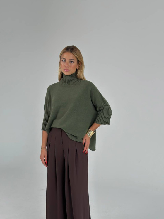 Oversized funnel neck pullover