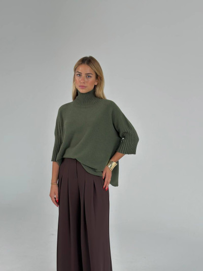 Oversized funnel neck pullover