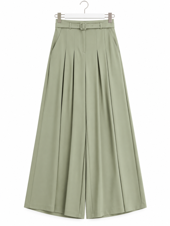 Wide-leg trousers with decorative pleats