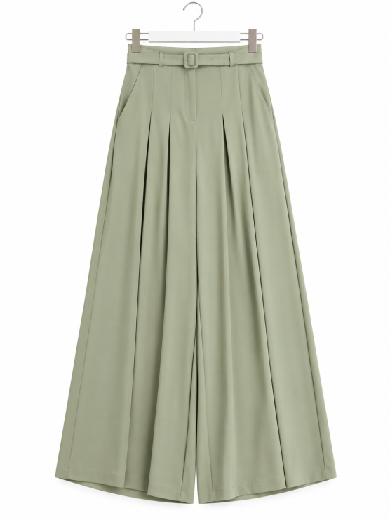 Pantaloni ampi con pieghe decorative