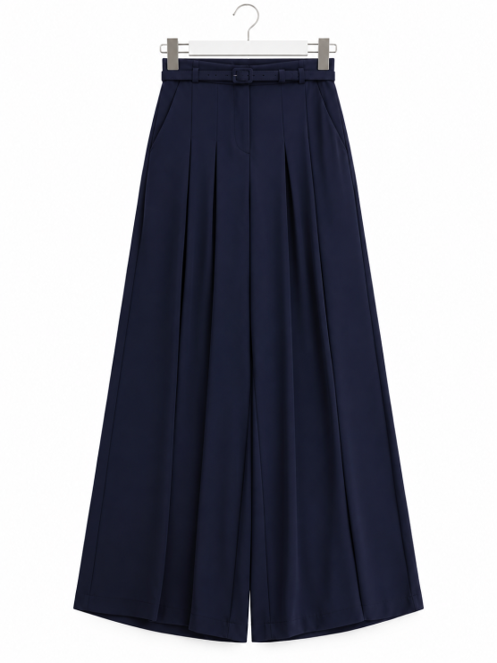 Wide-leg trousers with decorative pleats