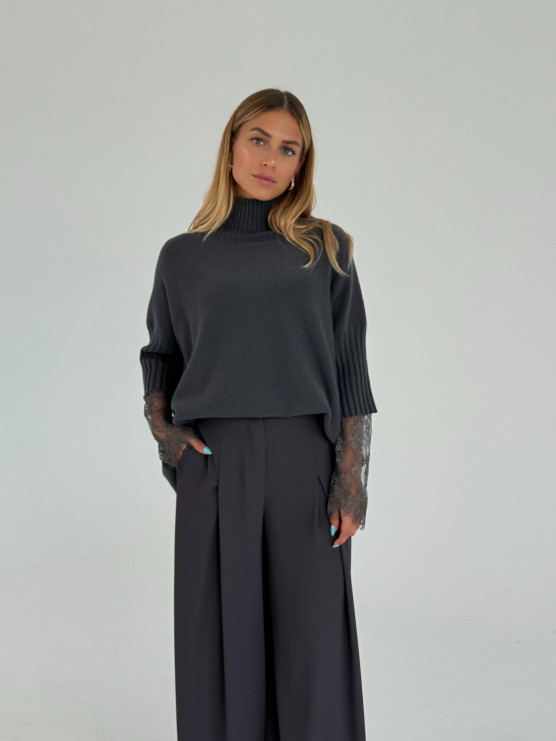 Oversized funnel neck pullover