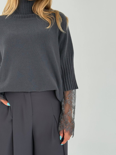 Oversized funnel neck pullover