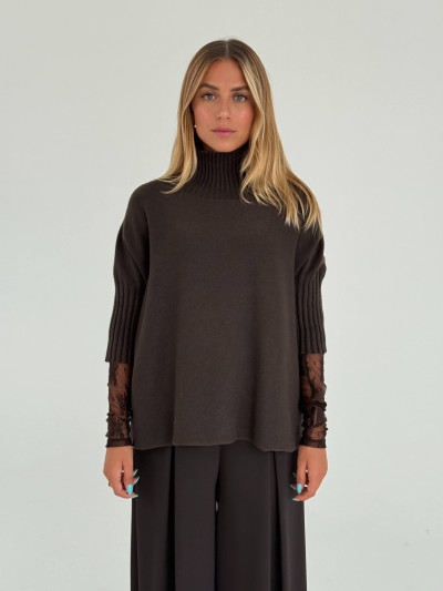 Oversized funnel neck pullover
