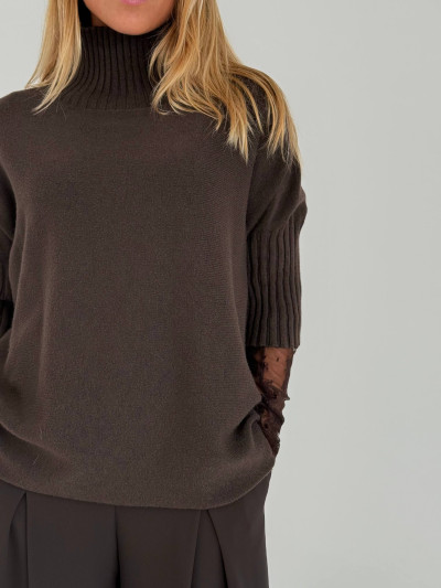 Oversized funnel neck pullover