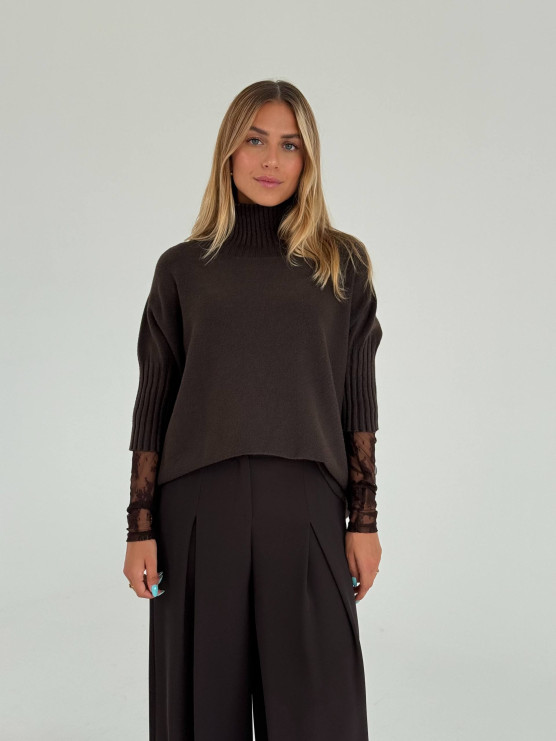 Oversized funnel neck pullover