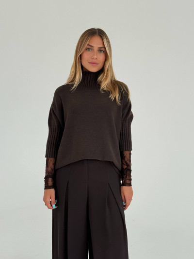 Pullover oversize con collo a cratere