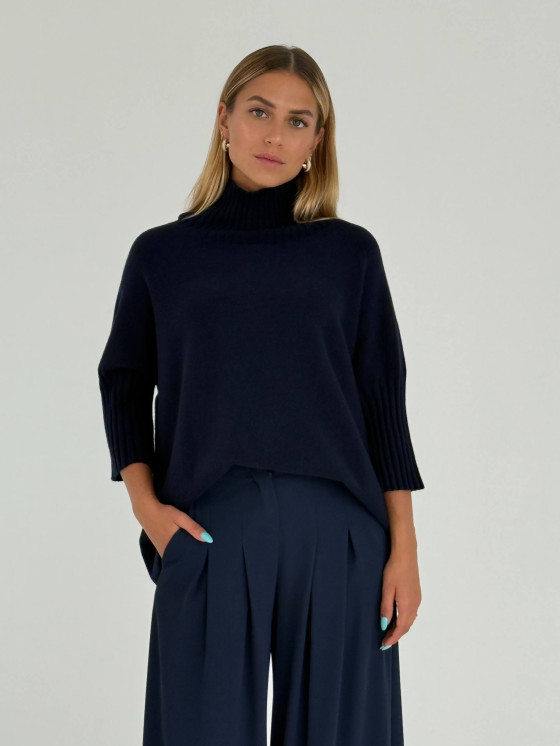 Oversized funnel neck pullover