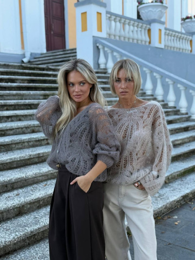 Cardigan traforato in misto mohair