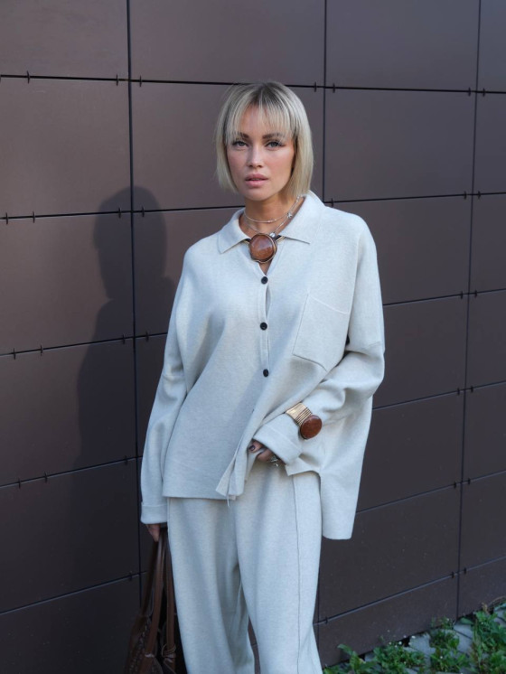 Cardigan camicia oversize in maglia