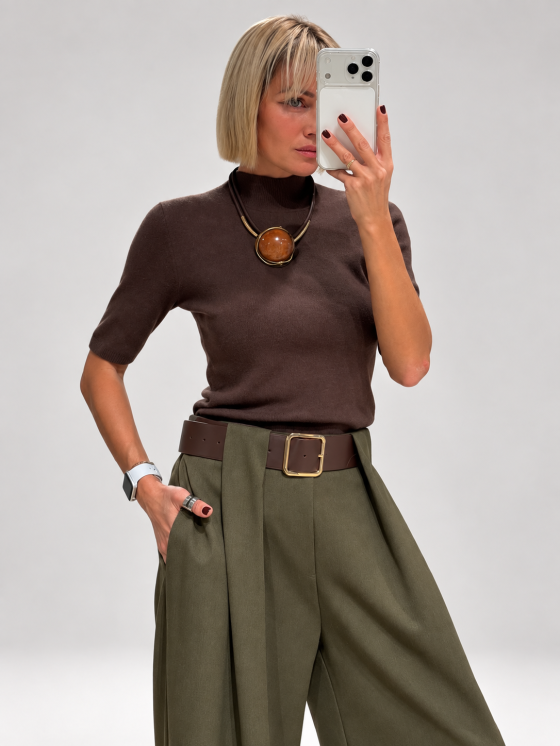 Ribbed high-neck top