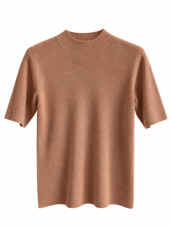 Maglia a coste con collo alto