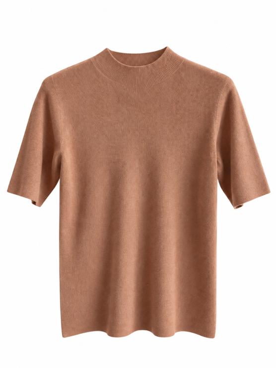 Maglia a coste con collo alto