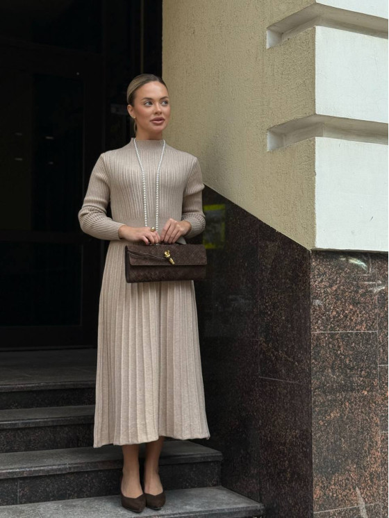 Abito maglia plissé midi