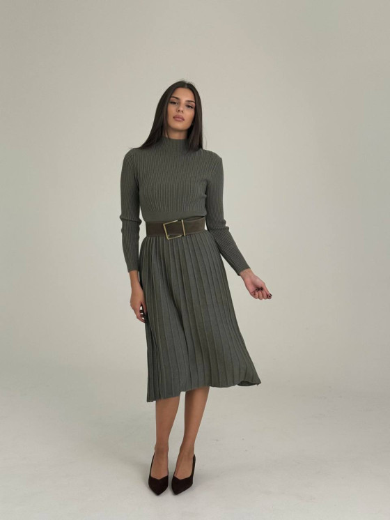 Abito maglia plissé midi