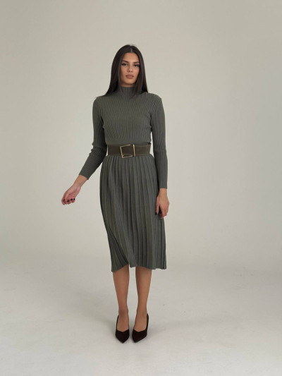 Abito maglia plissé midi