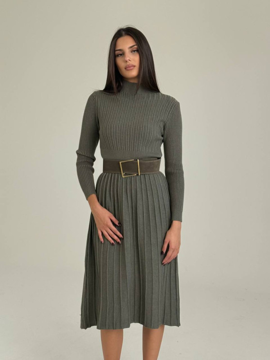 Abito maglia plissé midi