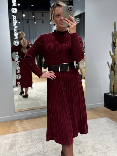 Abito maglia plissé midi