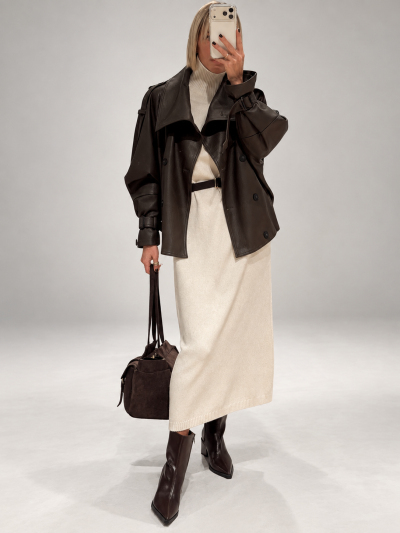 Giacca in ecopelle stile trench