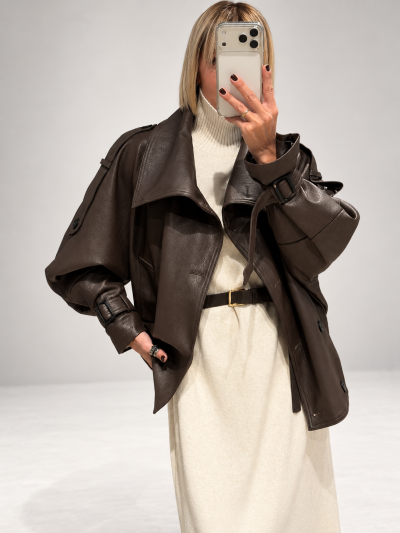 Giacca in ecopelle stile trench