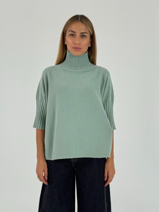 Oversized funnel neck pullover