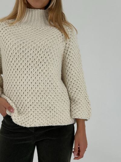 Relaxed textured knit high-neck sweater