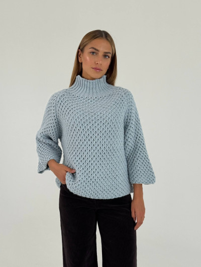 Relaxed textured knit high-neck sweater