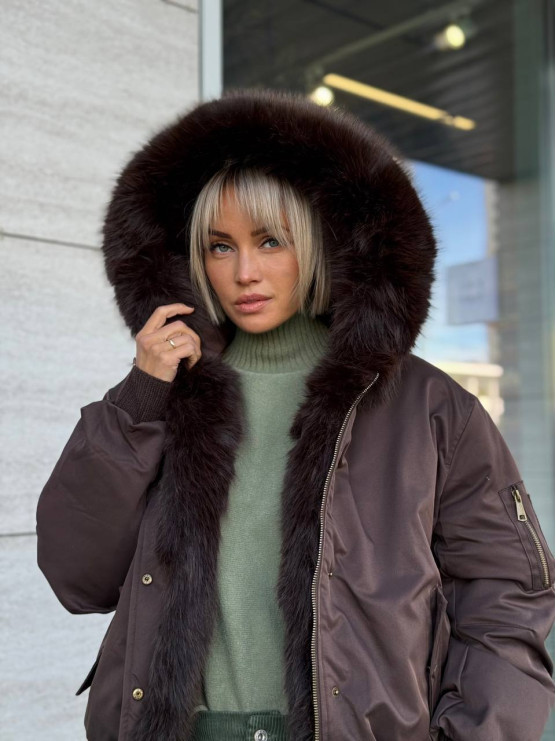Piumino bomber oversize con cappuccio...