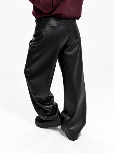Wide-leg faux leather trousers